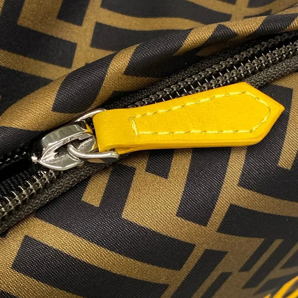 Fendi Zucca Backpack 8BZ040 Brown Black Yellow Nylon Leather